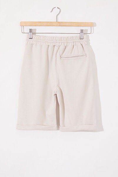 Cansın Mini Boy's Cream Basic Elastic Waist Shorts - 18804
