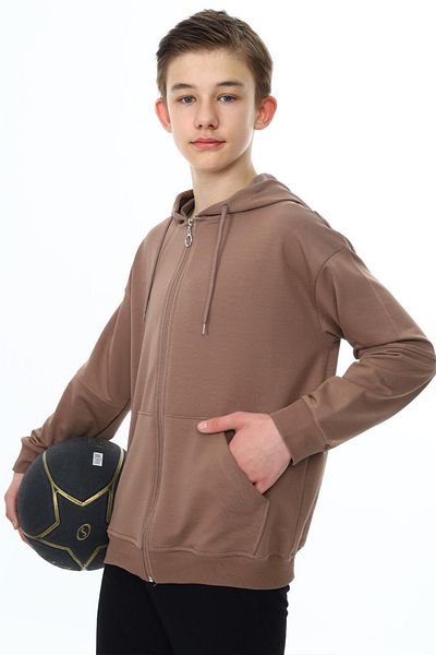 Cansın Mini Cardigan de școală maro cu glugă pentru băiat - 19207