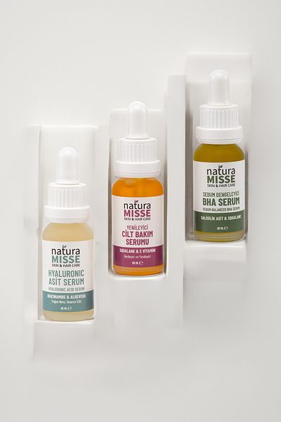 NaturaMisse Triple Serum Set - Anti-Aging, Anti-Blemish and Sebum Balancing, Bha, Hyaluronic, Salicylic Acid and Niacinamide