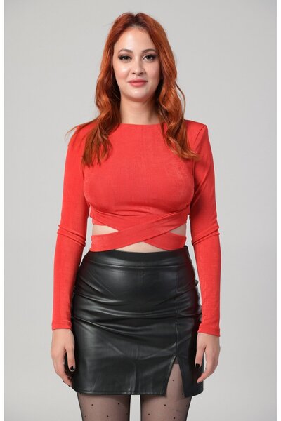 Lefon Red Jersey Crop Top - Stylish Topwear