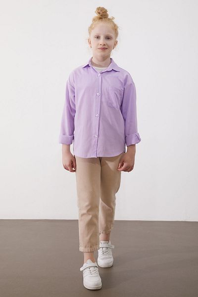 Cansın Mini Girl's Lilac Buttoned Classic Shirt - 18984