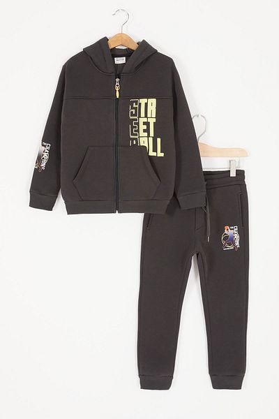 Cansın Mini Σετ αθλητικής φόρμας Black Street Printed Boy's Ribbed 16957