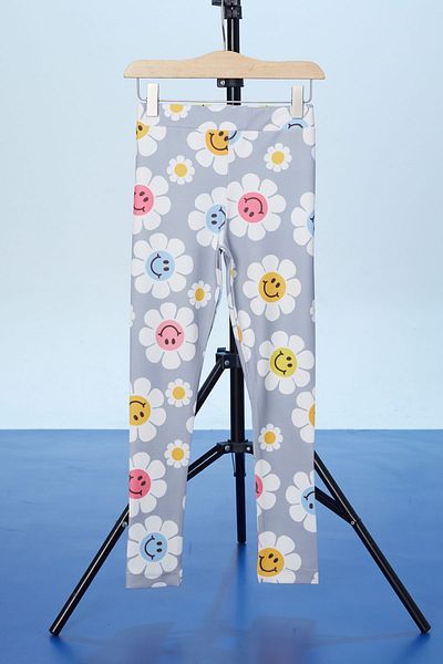 Cansın Mini Leggings pentru fetiță cu imprimeu cu margarete gri 18301