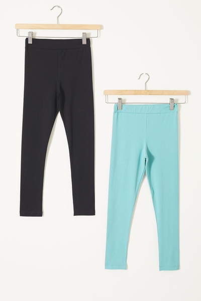 Cansın Mini Κοριτσίστικο Lycra 2 τμχ ίσιο κολάν μαύρο-γκρι 18118