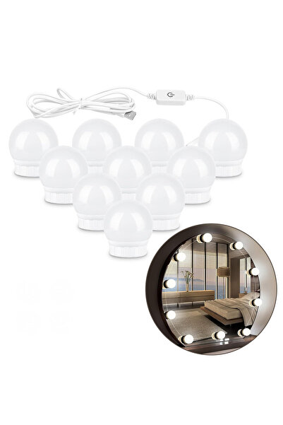 Soillium 10 lu Makyaj Masası Banyo Aynası Giyim Odası Aydınlatma Hollywood Ta...