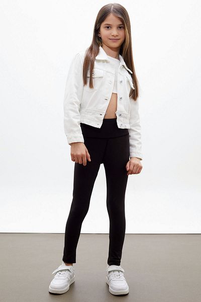 Cansın Mini Jachetă albă de jeans pentru fetiță, cu talie adunată cu nasturi 18315
