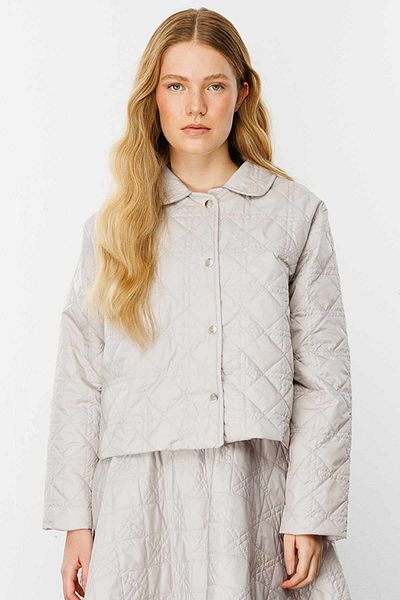 Hooopstore Quilted Gray Crop Jacket