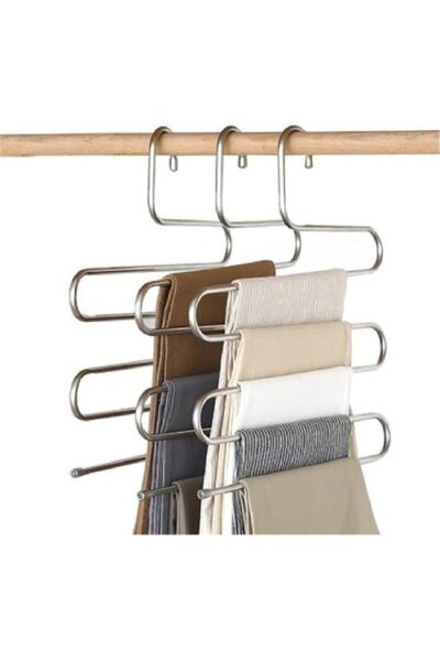 Lilya Home Metal Pantolon Eşarp Askısı 5 Katlı Boncuk Uçlu 1 Adet