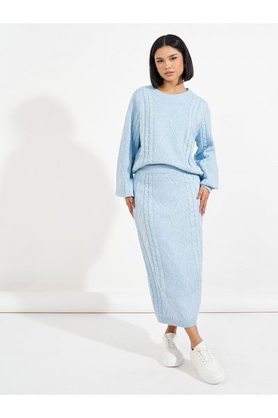 Styli Oversized Cable Knit Sweater & Midi Skirt Co-Ords