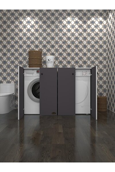 Kenzlife Çamaşır&Kurutma&Bulaşık Makinesi Dolabı Tatyanakare Gri 90*140*60 Kapaklı Arkalıksız
