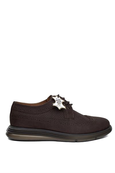 Ayakkabı Fuarı Ανδρικά γνήσια δερμάτινα Nubuck Elite 24KNbl4033C - Καφέ casual παπούτσια