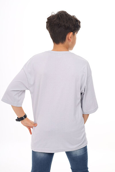Cansın Mini Gray Plain Crew Neck Men's T-Shirt 18048
