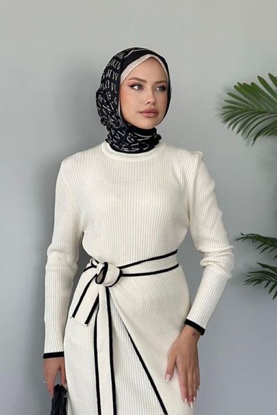Sezi Moda Giyim Valent Lacing Knitwear Dress