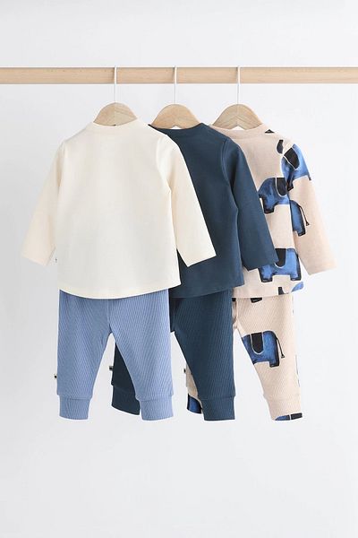 Next Baby 100% Cotton Blue Elephant Patterned 6 Piece Top and Bottom Set Alyn35961