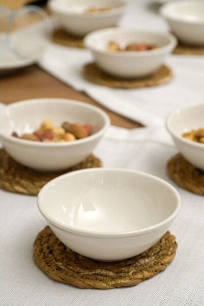 Eren Çini Seramiği 6-Piece Dream Porcelain Breakfast Presentation Snack Bowl Set - 10 Cm, Off White