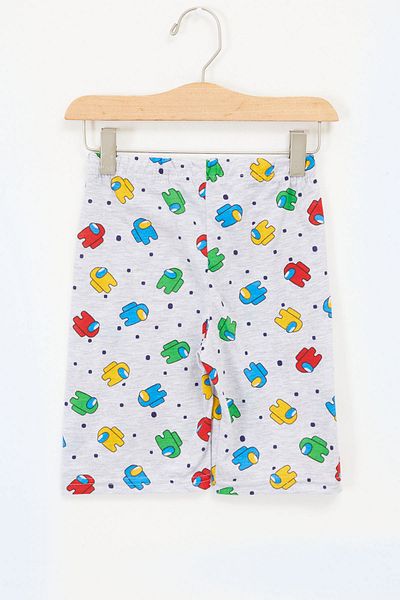 Cansın Mini Boy's Gray Printed Capri - 17698
