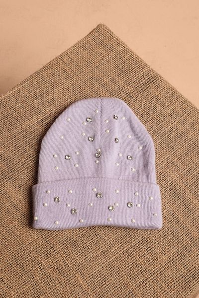 Lukas Women's Lilac Beret with Pearls on Top