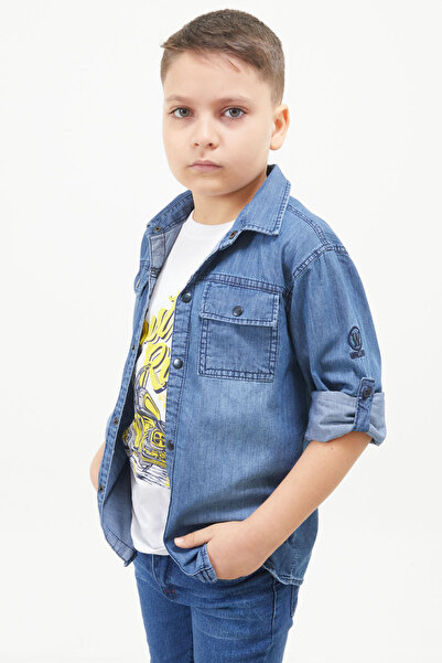 Cansın Mini Комплект з 2 футболок для хлопчиків з принтом Blue Ride Jean Gomlekli 17567