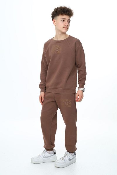 Cansın Mini Σετ αθλητικής φόρμας για αγόρι - Crew Neck, Coffee Text Printed, Raster 19349