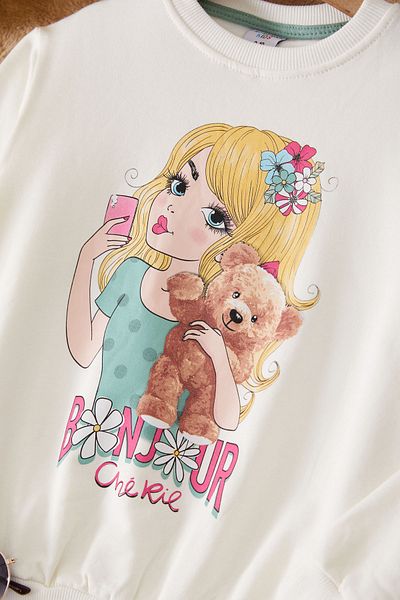 Cansın Mini Σετ φόρμας για κορίτσια με στάμπα Green Teddy Bear Character 17419