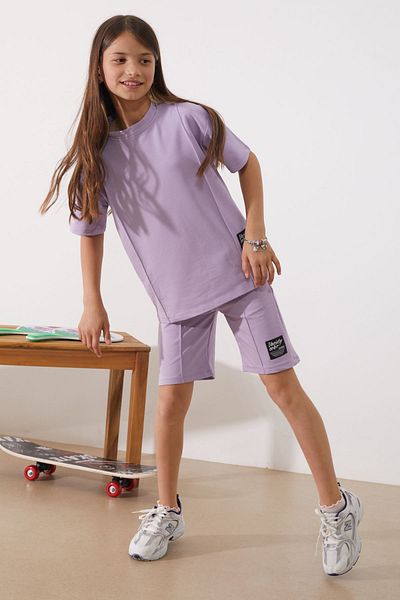 Cansın Mini Σετ μπλουζάκι και σορτς Lilac Oversize για κορίτσια - 18905