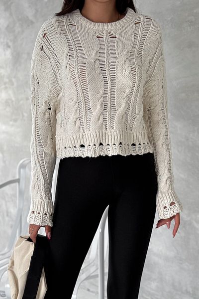 FEMELLE Pulover de damă, bej, cu design standard, tricotat
