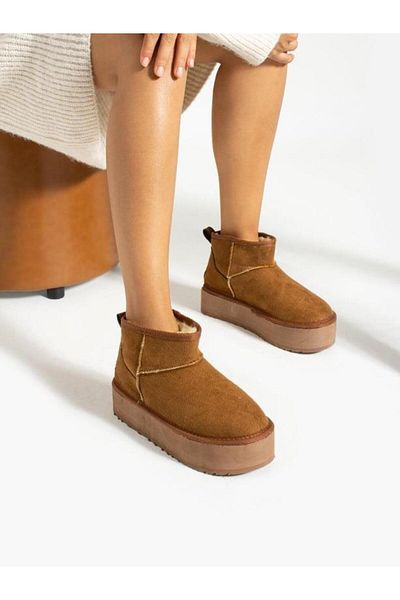 Peta Cizme de damă cu talpă înaltă din shearling