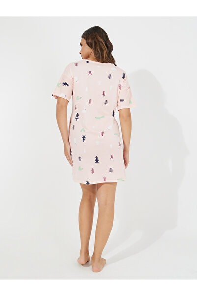 Take Two By Styli Graphic Print Sleep T-Shirt Dress with Side Pocket