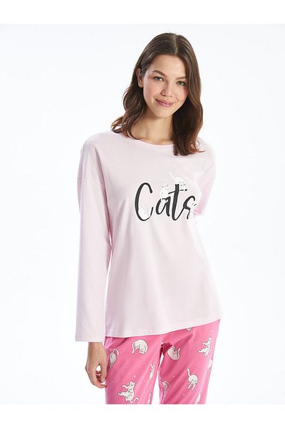 LC Waikiki Lw - H12 Crew Neck Printed Women's Pajamas Set