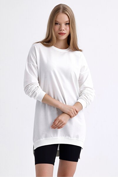MD trend Women's Crew Neck Long Back Casual Tunic Sweatshirt