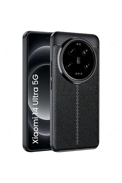 Fibaks حافظة هاتف Xiaomi Mi 14 Ultra مع غطاء واقٍ من الجلد بتصميم بارز مع نمط خياطة