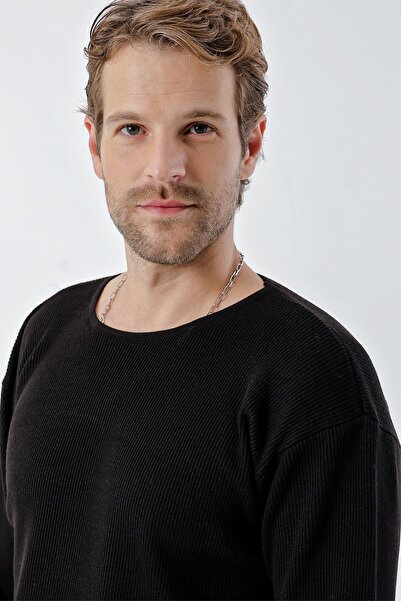 CHUBA Men's Crew Neck Standard Fit Regular Fit Thessaloniki Knit Knitwear Sweater Black 24W203