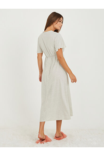 Styli Solid Wrap Front Nightdress