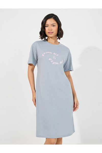 Styli Slogan Print Sleep T-Shirt Dress