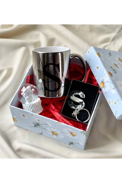 Gift Moda Özel Kutulu Gümüş Epoksi Anahtarlık Kupa Ve Mini Melek Kar Küresi H...