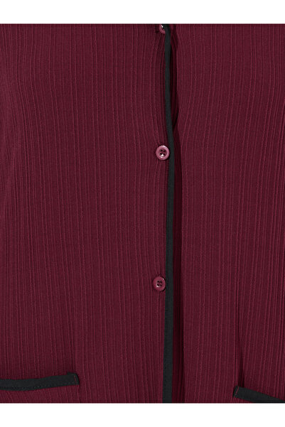 Styli Rib Contrast Edge Button Closure Nightshirt Dress