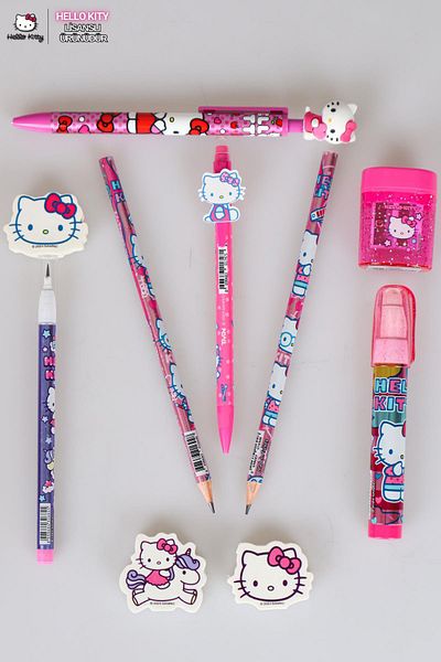 Hello Kitty New Season Licensed 9 Piece " Full " Pen Set with Decomus