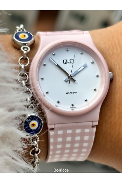 Q&Q Pink Silicone Cord, 10 Bar Waterproof (Suitable for Pool, Marine Use) Women's Wristwatch