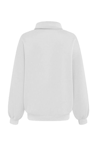 COMBİNE MİCHAİL White Men's Sweatshirt - Half Zipper, Regular Fit