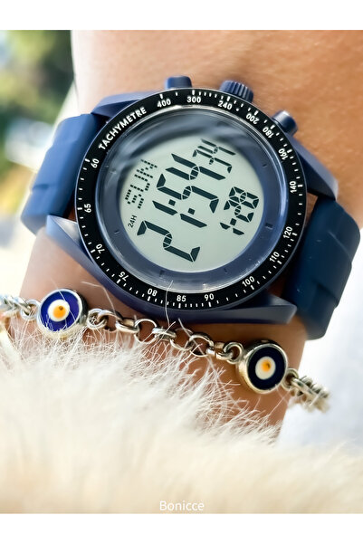 Cockpit Marka Lacivert Renk Silikon Kordon Yuvarlak Kasa Dijital Spor Erkek K...