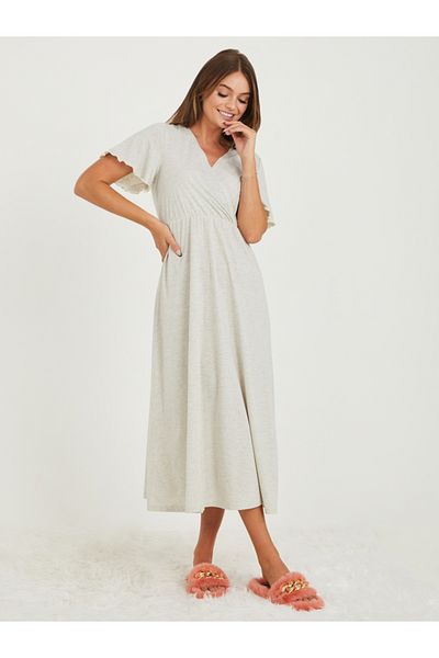 Styli Solid Wrap Front Nightdress