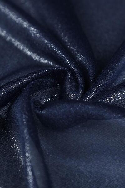 Kumaş Deposu Milano Laklı Tül Lacivert Abiye Kumaş