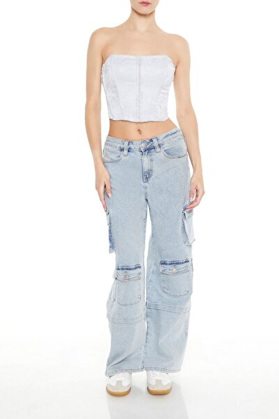 Forever 21 Çiçek Desenli Straplez Korse