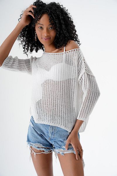 CHUBA Λευκό διάφανο πλεκτό πουλόβερ - Boat Neck, 24s159