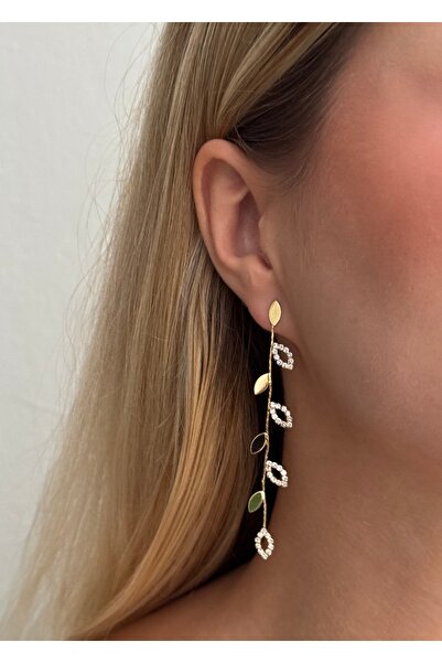 KİLİGİSTANBUL ALTIN KAPLAMA YAPRAKLI KÜPE 7,50 CM