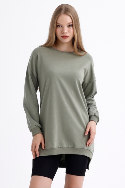 MD trend Women's Crew Neck Long Back Casual Tunic Sweatshirt