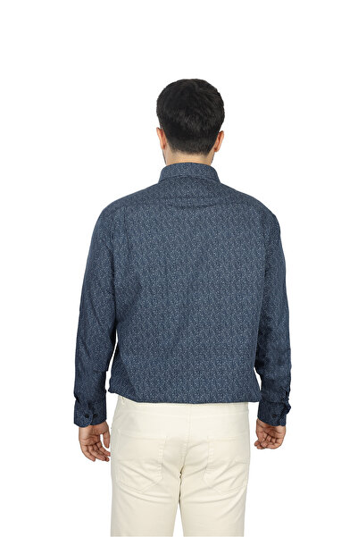 PAUL&SHARK Erkek Desenli Uzun Kollu Gömlek Yakalı Günlük Lacivert Gömlek 14313114CF-G09