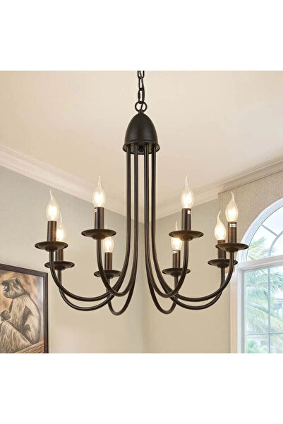 RONİSU AYDINLATMA 6 Kollu Retro Siyah Avize 3172-W32-1C-WZ