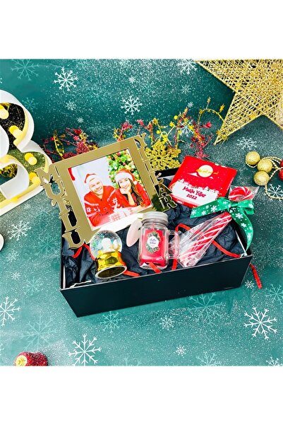 Gift Moda Gold Mutlu Yıllar Çerçeve Altınyaldızlı Melek Kar Küresi Yılbaşı Hediye Seti