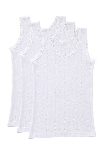 ÖZKAN underwear Özkan 42774 - Girl's 3 Pack 100% Cotton Transfered Flexible and Comfortable Thick Strap Tank Top